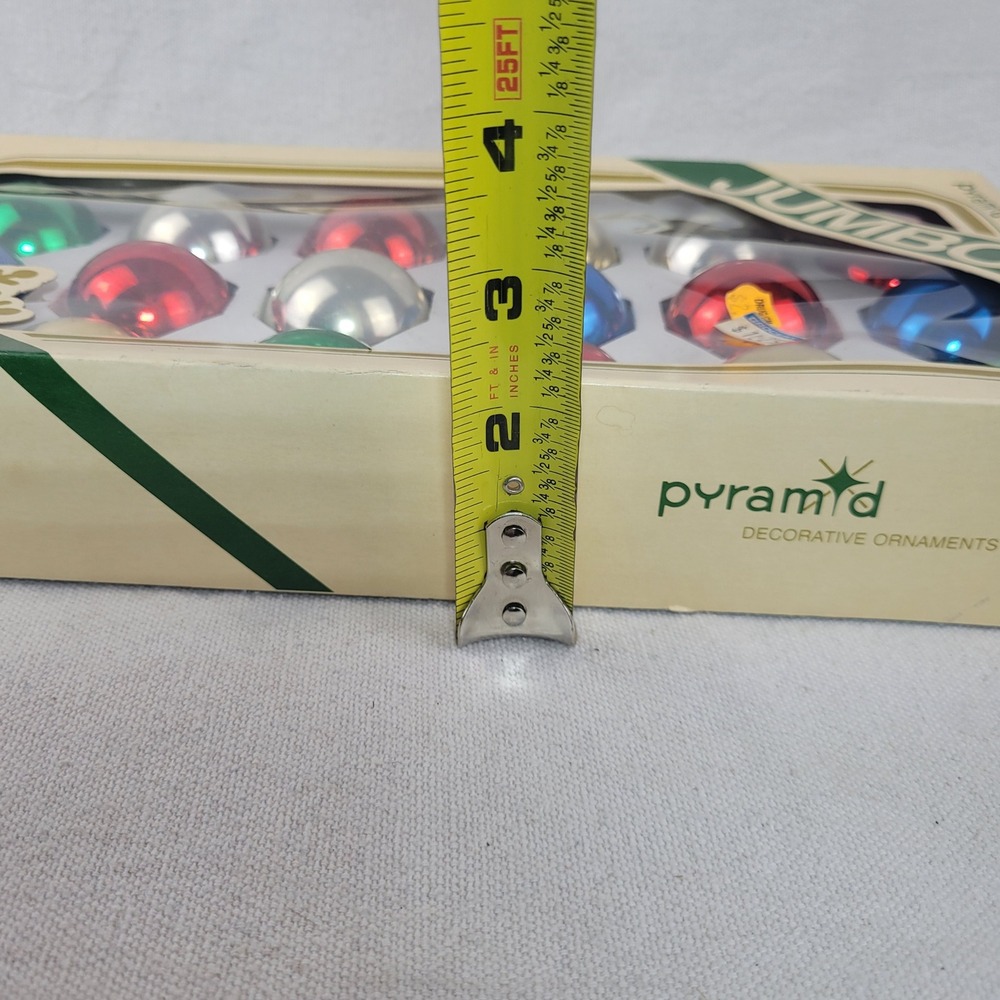 Vintage Pyramid 18 Jumbo Glass Christmas Ornaments Multi Color Made in USA - Picture 9 of 10